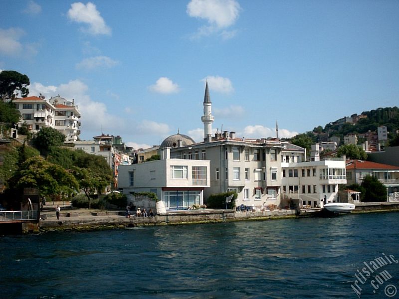 View of Kuzguncuk coast from the Bosphorus in Istanbul city of Turkey.
