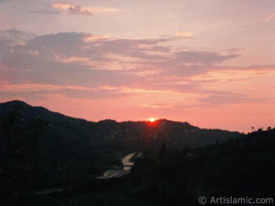 View of sunset at a village of `OF district` in Trabzon city of Turkey. (The picture was taken by Artislamic.com in 2001.)