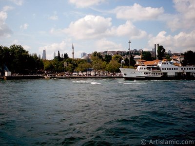 View of Besiktas coast and Sinan Pasha Mosque its behind from the Bosphorus in Istanbul city of Turkey. (The picture was taken by Artislamic.com in 2004.)