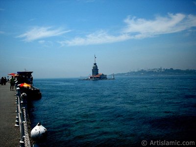 View of Kiz Kulesi (Maiden`s Tower) located in the Bosphorus from the shore of Uskudar in Istanbul city of Turkey. (The picture was taken by Artislamic.com in 2004.)