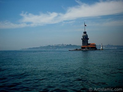 View of Kiz Kulesi (Maiden`s Tower) located in the Bosphorus from the shore of Uskudar in Istanbul city of Turkey. (The picture was taken by Artislamic.com in 2004.)