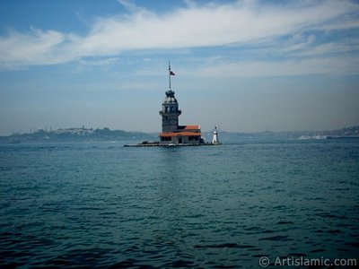 View of Kiz Kulesi (Maiden`s Tower) located in the Bosphorus from the shore of Uskudar in Istanbul city of Turkey. (The picture was taken by Artislamic.com in 2004.)