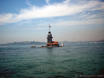 View of Kiz Kulesi (Maiden`s Tower) located in the Bosphorus from the shore of Uskudar in Istanbul city of Turkey. (The picture was taken by Artislamic.com in 2004.)