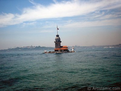 View of Kiz Kulesi (Maiden`s Tower) located in the Bosphorus from the shore of Uskudar in Istanbul city of Turkey. (The picture was taken by Artislamic.com in 2004.)