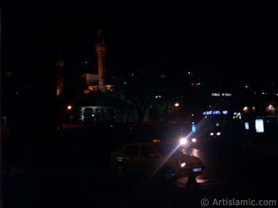 A nighttime view of Mihrimah Sultan Mosque in Uskudar coast of Istanbul city of Turkey. (The picture was taken by Artislamic.com in 2004.)