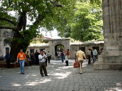 Historical plane tree area (Cinar Alti) and entrance of the Sahaflar (Book market) in Beyazit district in Istanbul city of Turkey. (The picture was taken by Artislamic.com in 2004.)