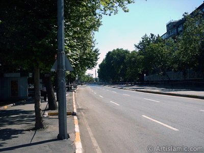 View towards Karakoy district and Nusretiye Mosque`s minaret from Kabatas district in Istanbul city of Turkey. (The picture was taken by Artislamic.com in 2004.)