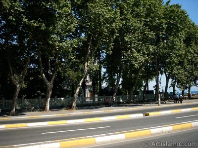 stanbul Dolmabahe Stad nnden sahil ve Dolmabahe Saray`na bak. (Resim 2004 ylnda islamiSanat.net tarafndan ekildi.)