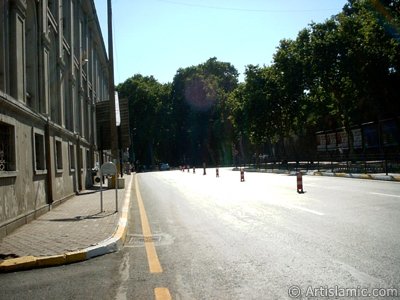 View towards Dolmabahce district from the way of Dolmabahce-Besiktas in Istanbul city of Turkey. (The picture was taken by Artislamic.com in 2004.)