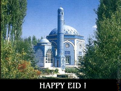 An e-card image designed by artislamic.com on the occasion of the Eid.