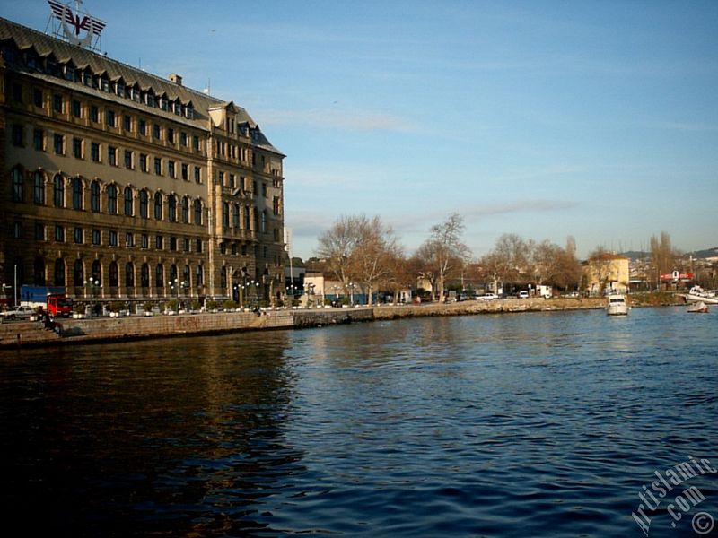 View of Haydarpasha train station from the sea in Istanbul city of Turkey.
