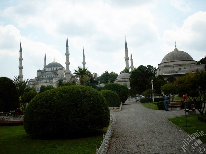 Sultan Ahmet Mosque (Blue Mosque) located in the district of Sultan Ahmet in Istanbul city of Turkey.
