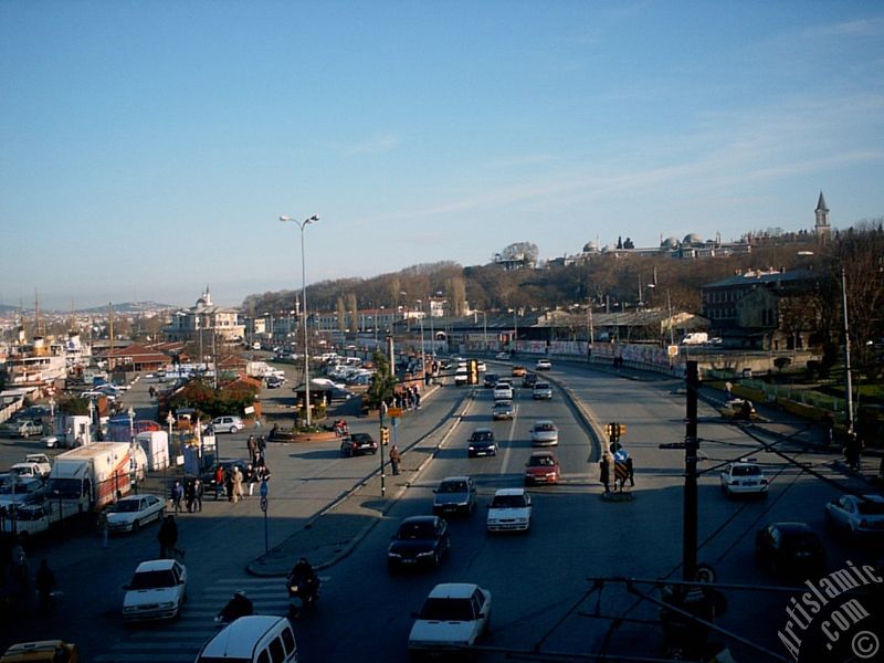 View of Topkapi Palace from an overpass at Eminonu district in Istanbul city of Turkey.
