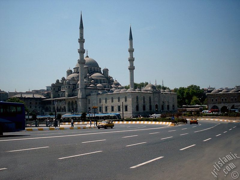 View towards Yeni Cami (Mosque) from Galata Bridge located in Istanbul city of Turkey.
