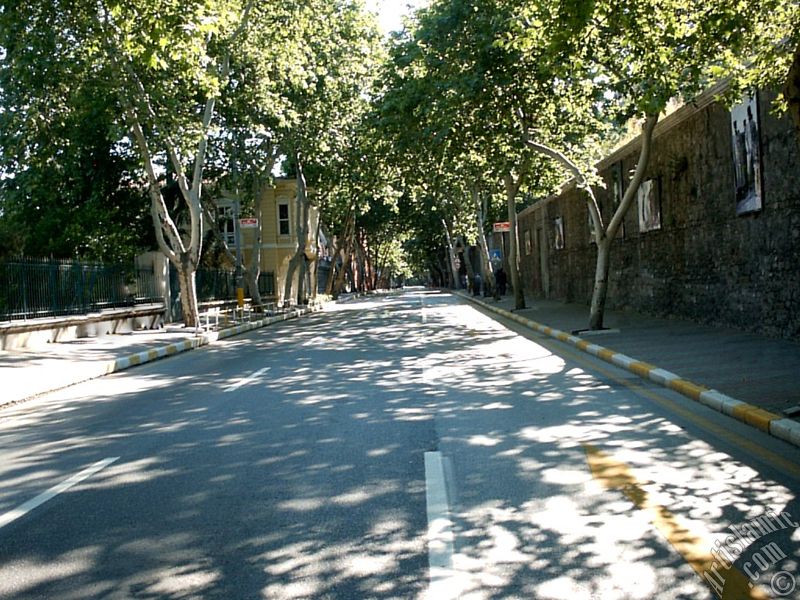 View towards Besiktas district from the way of Besiktas-Ortakoy in Istanbul city of Turkey.
